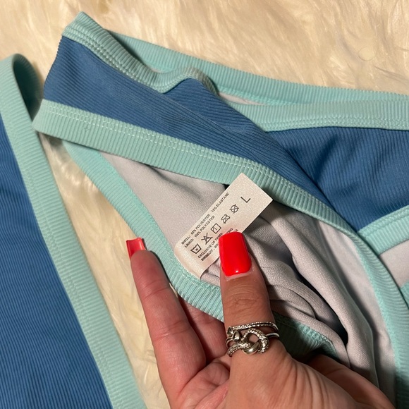 Dark & Light Blue Asymmetrical Bikini - Picture 2 of 3